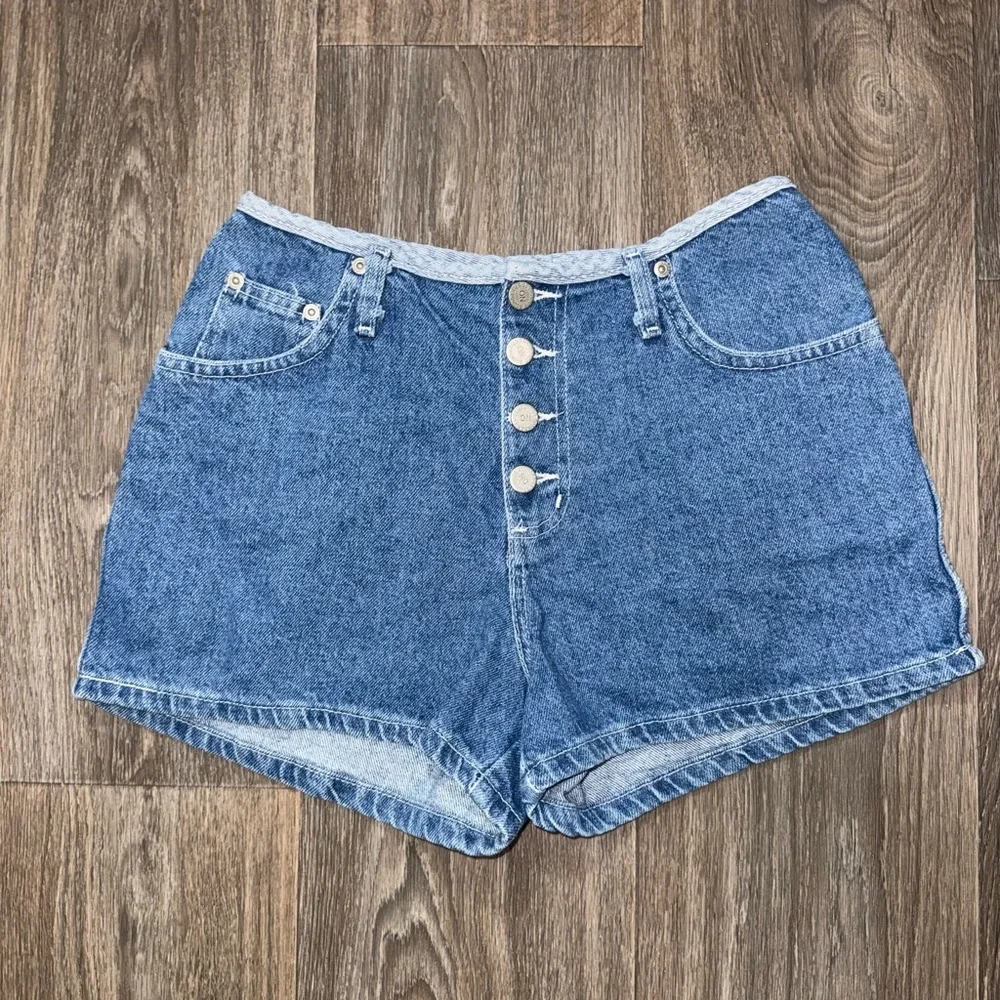 Vintage Low Ride Button Fly Blue Denim Women's Shorts